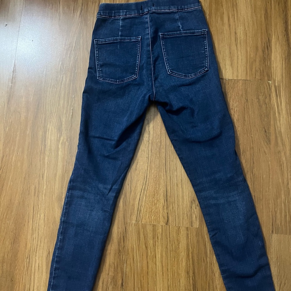 Express Dark Blue High-Rise Distressed Stretchy Jeans Small - Picture 3 of 6